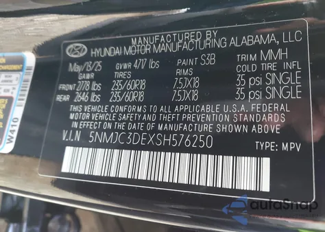 2025 Hyundai Tucson Sel Convenience from USA, damaged, VIN 5NMJC3DEXSH576250